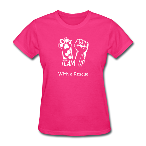 Image of Team Up with a Rescue Women's T-Shirt - fuchsia