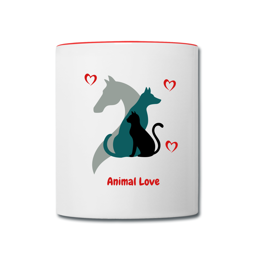 Animal Love - Contrast Coffee Mug - white/red