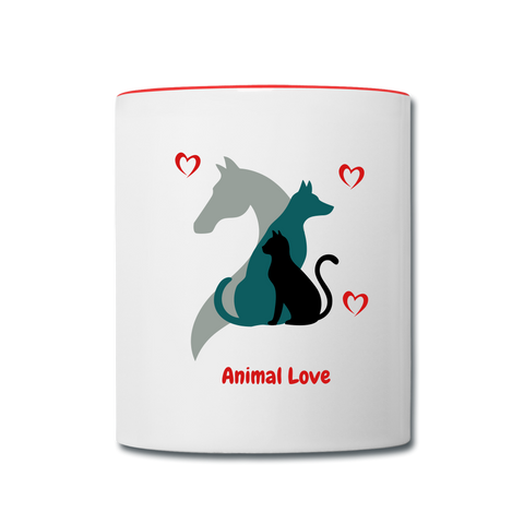 Image of Animal Love - Contrast Coffee Mug - white/red