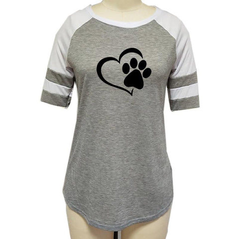 Image of Dog Paw Print T-shirt for Woman