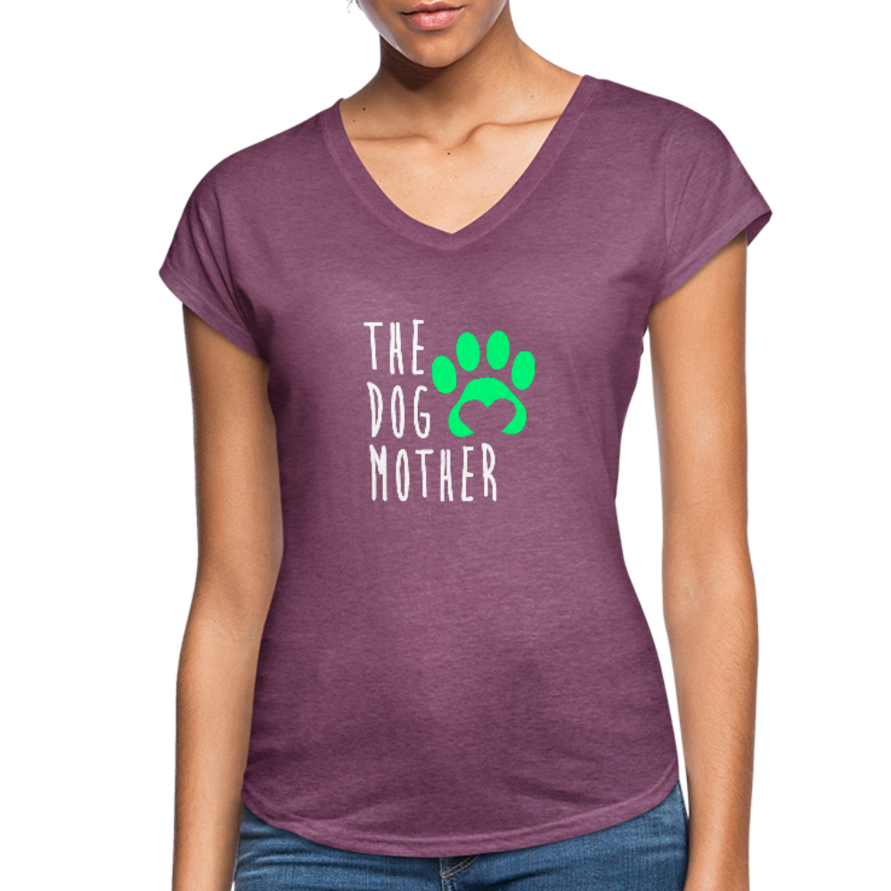 The Dog Mother - Women's Tri-Blend V-Neck T-Shirt - heather plum