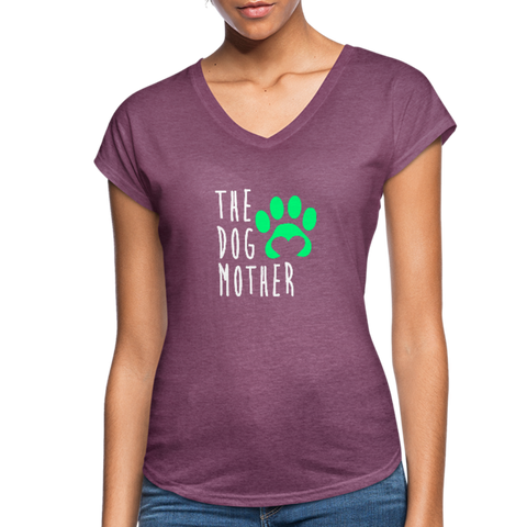 Image of The Dog Mother - Women's Tri-Blend V-Neck T-Shirt - heather plum