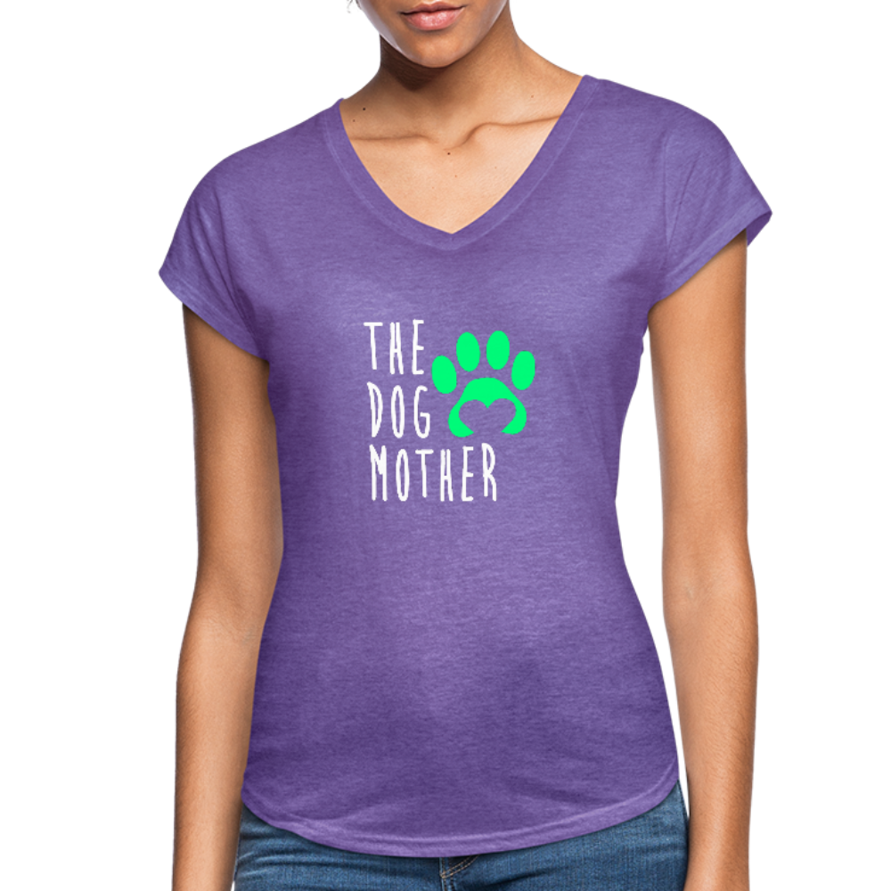 The Dog Mother - Women's Tri-Blend V-Neck T-Shirt - purple heather