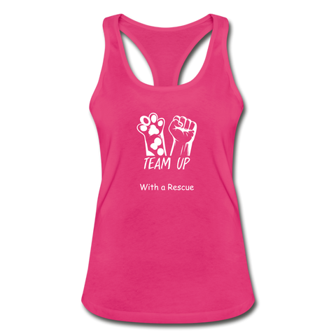 Team Up with a Rescue - Women's Racerback Tank Top - hot pink