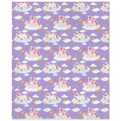 Image of Purple Minky Blanket with Cute Unicorn Design