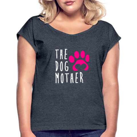 Image of The Dog Mother Women's Roll Cuff T-Shirt - navy heather