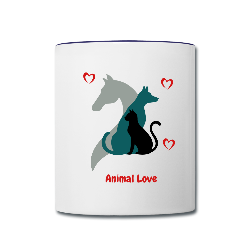 Animal Love - Contrast Coffee Mug - white/cobalt blue