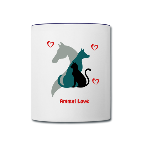 Animal Love - Contrast Coffee Mug - white/cobalt blue