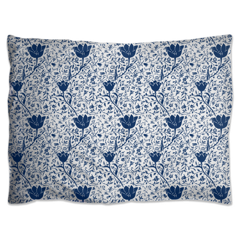 Image of Pillow Shams with Royal Blue Floral Pattern