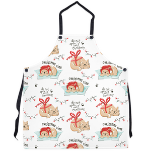 Apron with Hand-Drawn Cartoon Cat Design