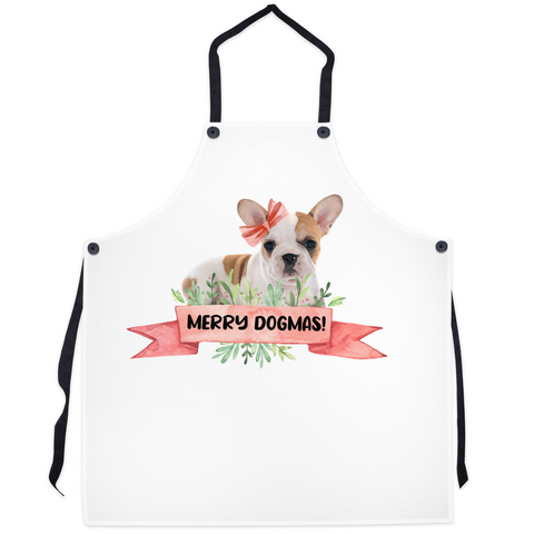 Apron with Christmas French Bulldog Design | Merry 'Dogmas'