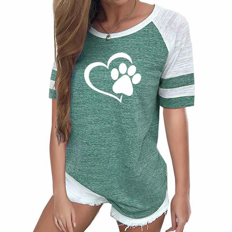 Image of Dog Paw Print T-shirt for Woman