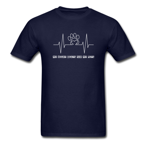 Image of My Heart Beats for my Pets Men's T-Shirt - navy