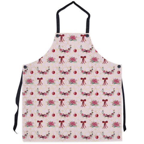 Apron with Floral Christmas Pattern
