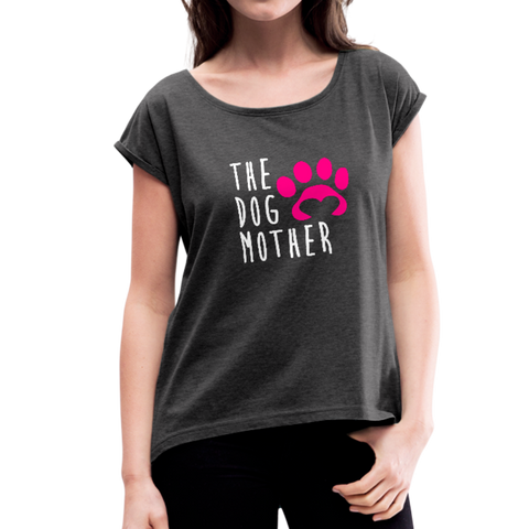 Image of The Dog Mother Women's Roll Cuff T-Shirt - heather black