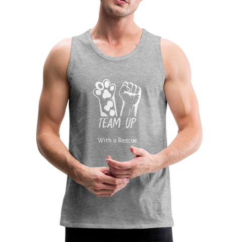 Image of Team Up with a Rescue - Men’s Premium Tank - heather gray