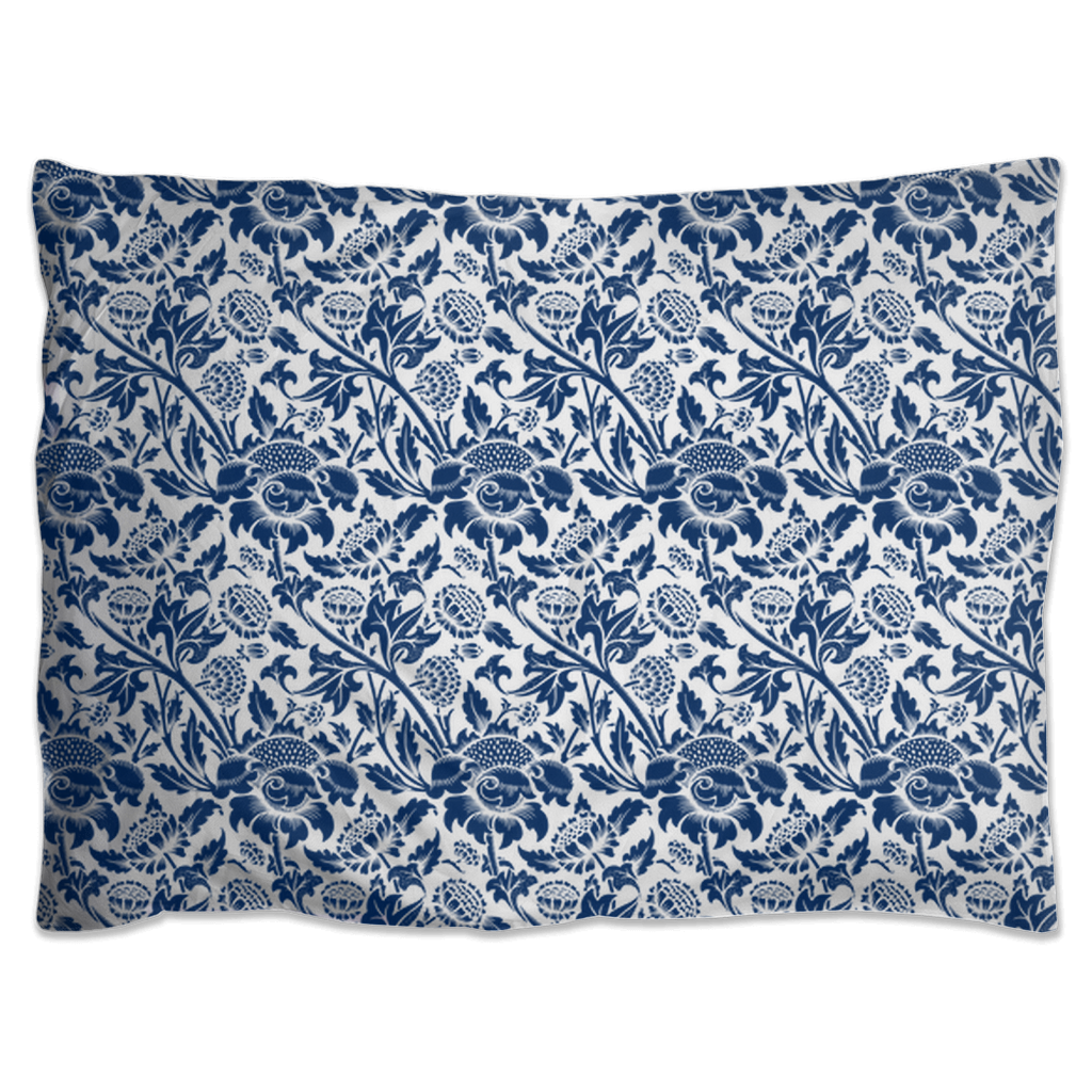 Pillow Shams With Blue Floral Design