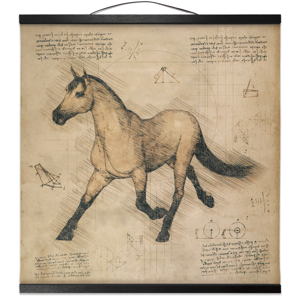 Running Horse Drawing Hanging Canvas Prints