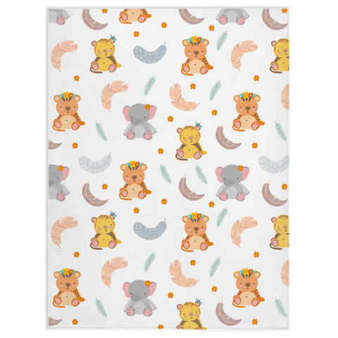 Image of Minky Blanket With Baby Boho Animals Design