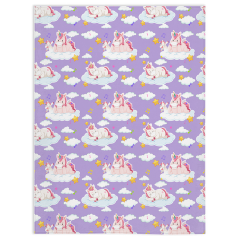 Image of Purple Minky Blanket with Cute Unicorn Design
