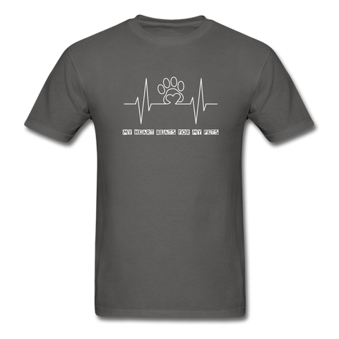 Image of My Heart Beats for my Pets Men's T-Shirt - charcoal