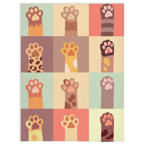 Image of Minky Blanket with Colorful Cat Paws Design
