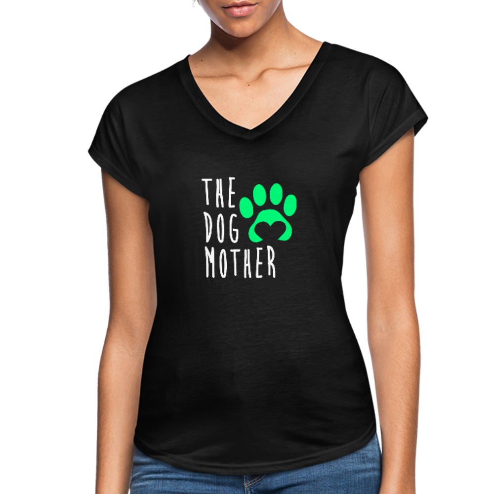 The Dog Mother - Women's Tri-Blend V-Neck T-Shirt - black