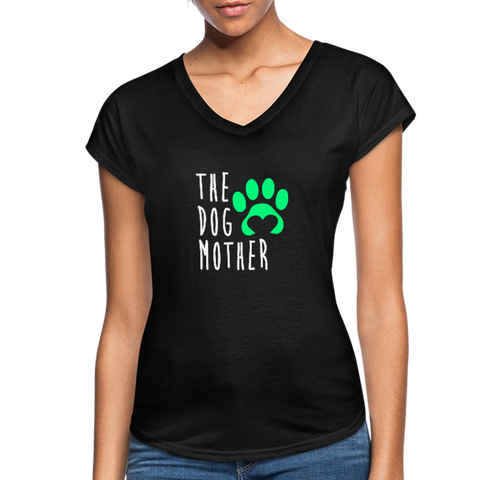 Image of The Dog Mother - Women's Tri-Blend V-Neck T-Shirt - black