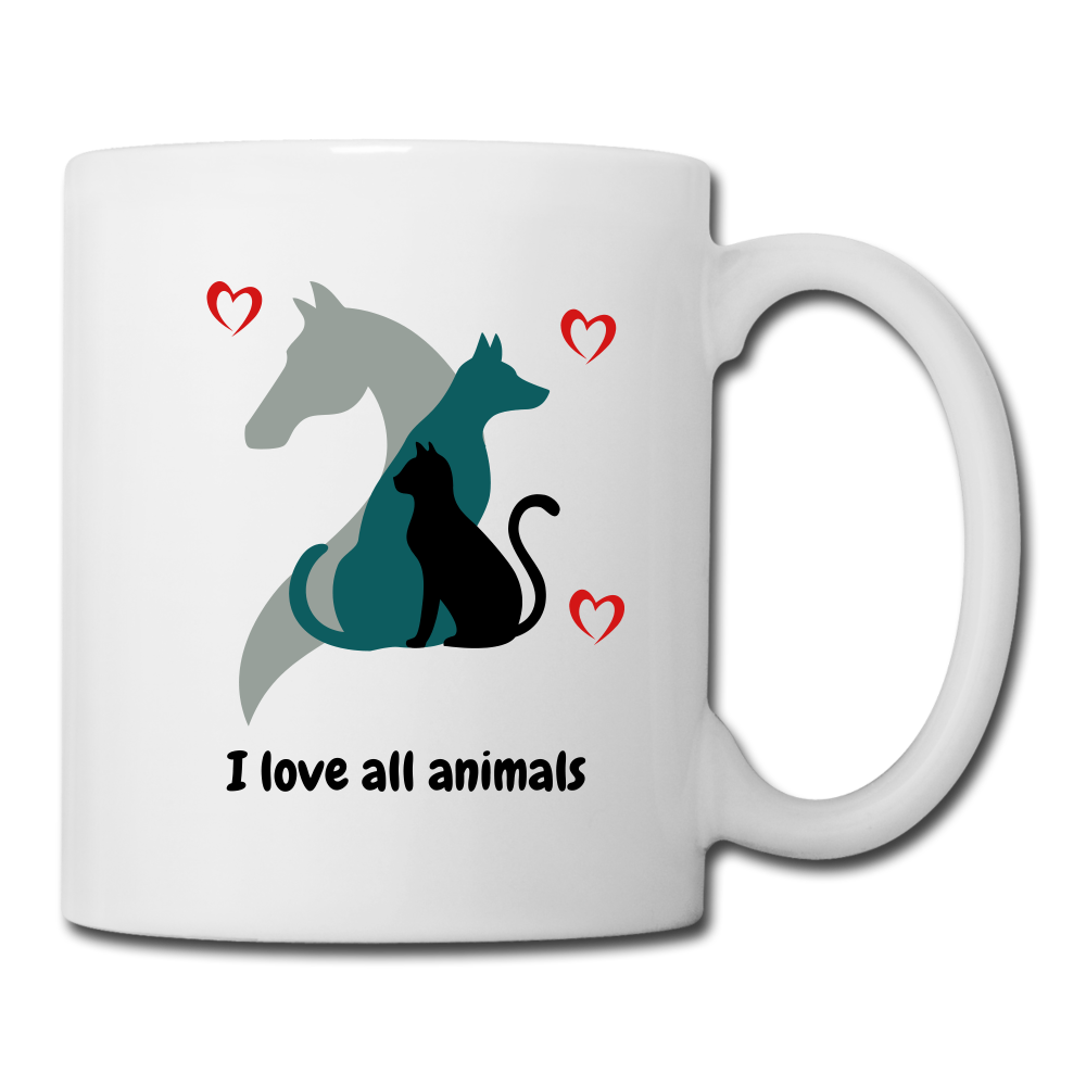 I love all animals Coffee/Tea Mug - white