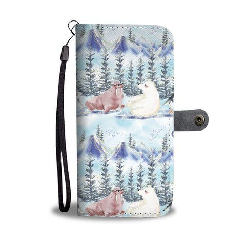 Image of Wallet Case with Watercolor Arctic Animals