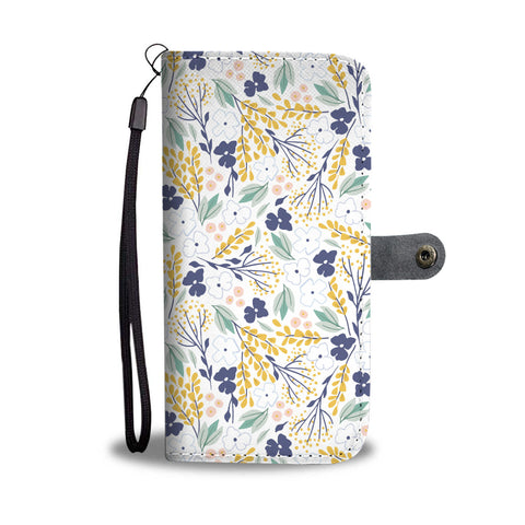 Wallet Case with Yellow and Blue Floral Design