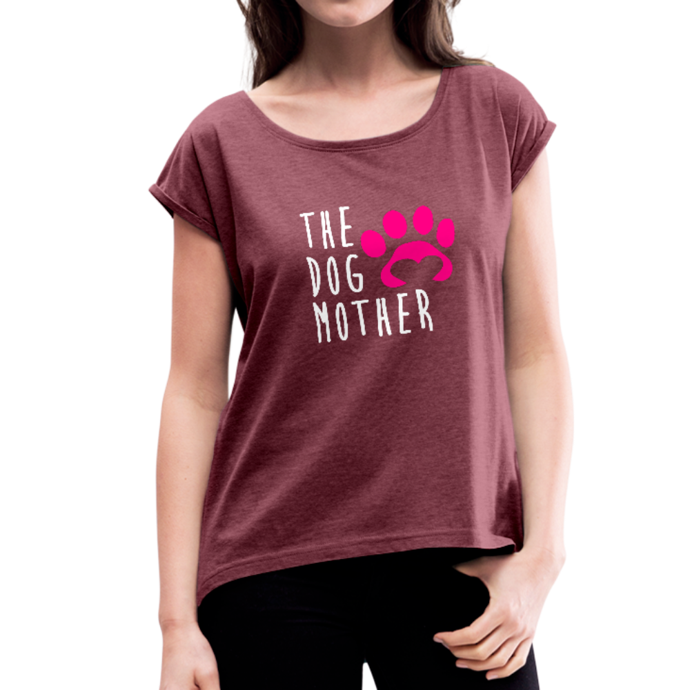 The Dog Mother Women's Roll Cuff T-Shirt - heather burgundy