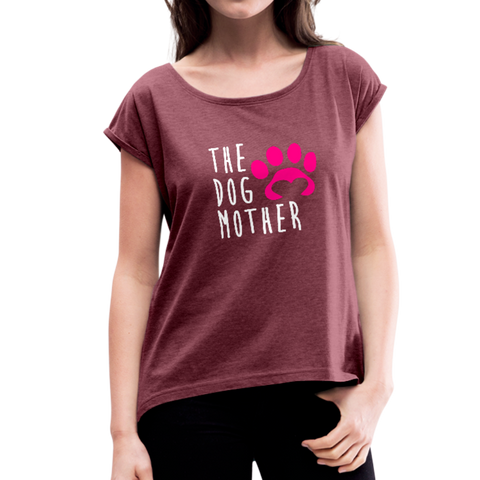 Image of The Dog Mother Women's Roll Cuff T-Shirt - heather burgundy