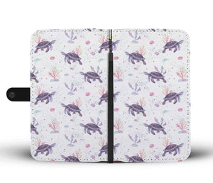 Watercolor Turtle Pattern Wallet Case