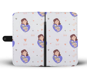 Wallet Case with Woman and Cat Design