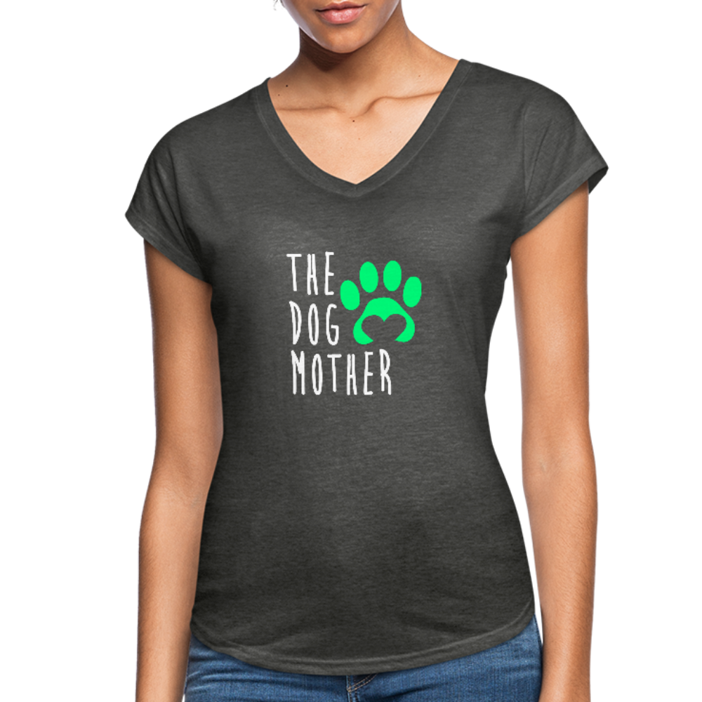 The Dog Mother - Women's Tri-Blend V-Neck T-Shirt - deep heather