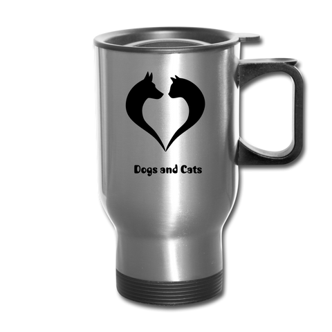 I love Dogs and Cats Travel Mug - silver