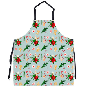 Pastel Blue Apron with Christmas Design