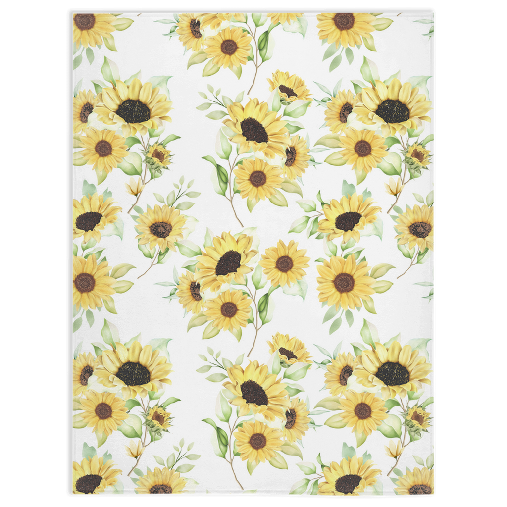 Minky Blanket with Watercolor Sunflower Design