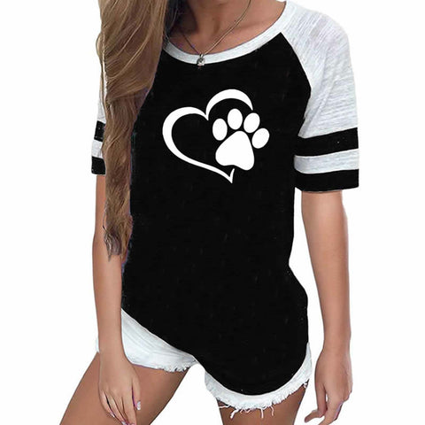 Image of Dog Paw Print T-shirt for Woman