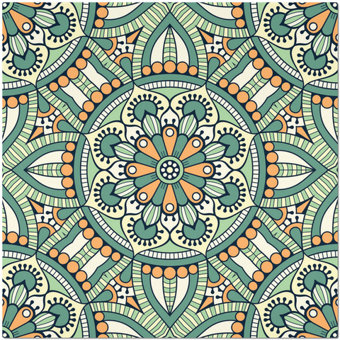 Image of Placemat with Green Mandala Design