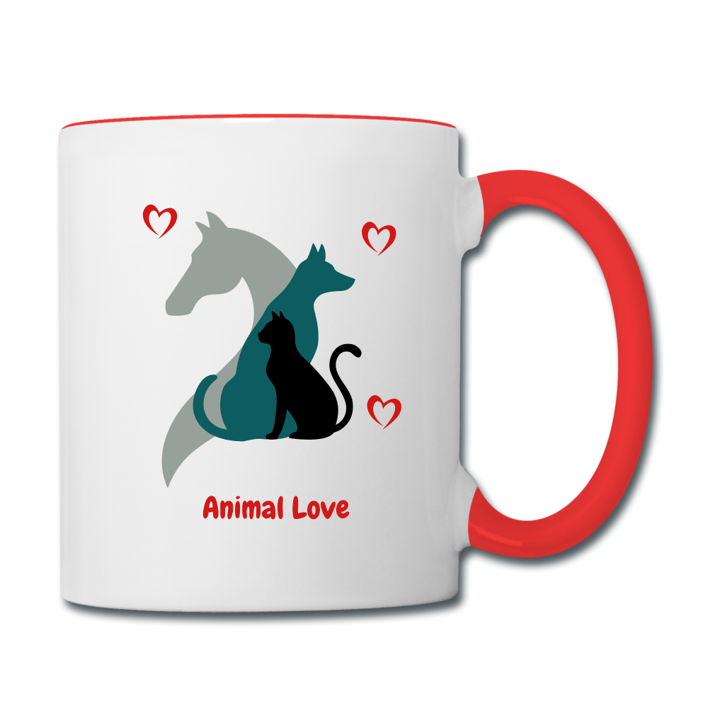 Animal Love - Contrast Coffee Mug - white/red