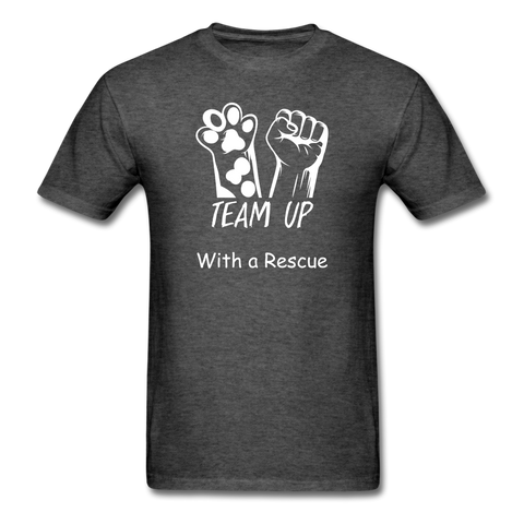 Image of Team Up with a Rescue Men's T-Shirt - heather black