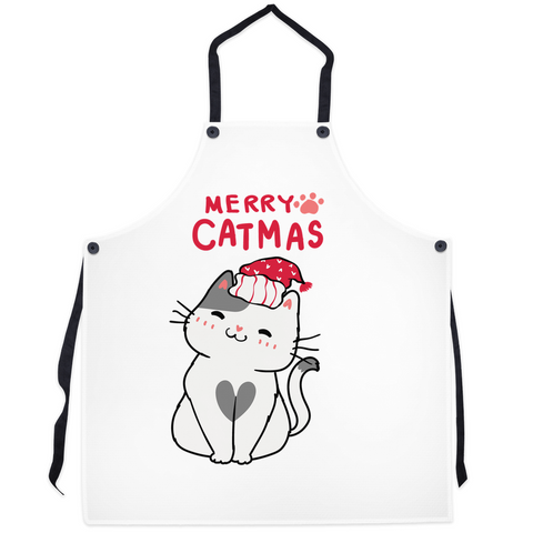 Apron with Cute Cat Design | Merry 'Catmas'
