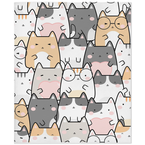 Image of Kawaii Cats Design Minky Blankets
