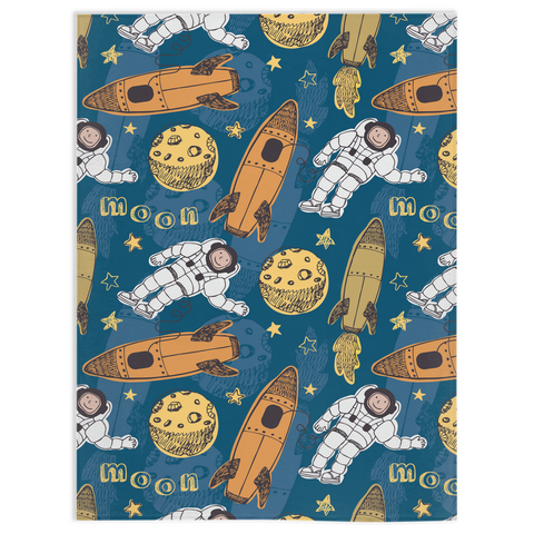Image of Minky Blanket With Cartoon Astronaut Design