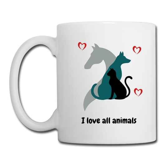 I love all animals Coffee/Tea Mug - white