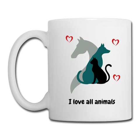 Image of I love all animals Coffee/Tea Mug - white