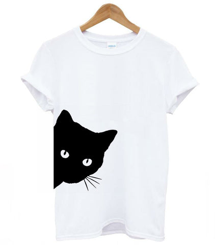 Image of Cat Looking Out Side Print Women's T-shirt