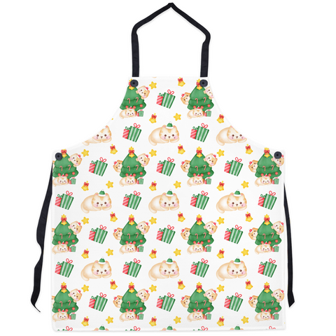 Apron with Cute Christmas Cat Design